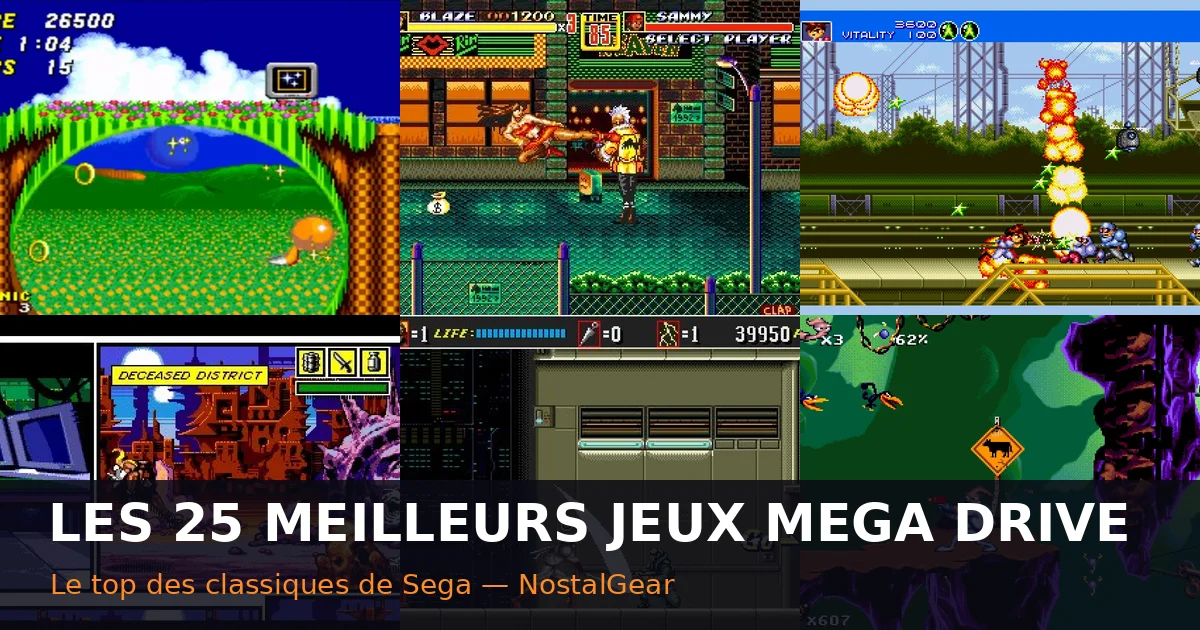 Mosaic of the best Mega Drive games: Sonic 2, Streets of Rage 2, Gunstar Heroes and Comix Zone