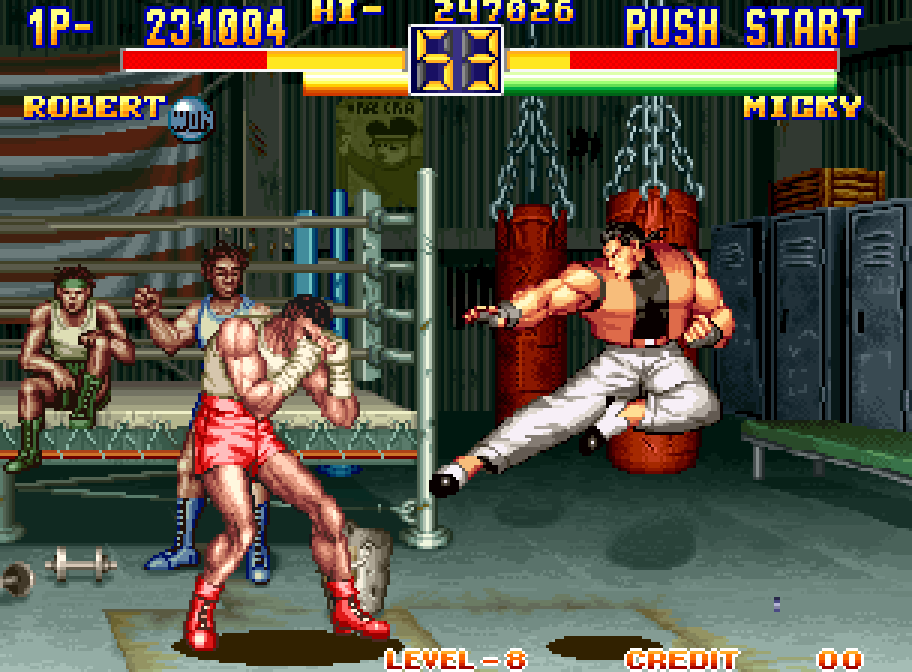 Fight in a gym in Art of Fighting 2