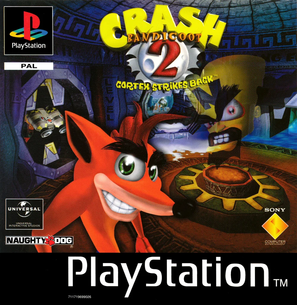 European box of the game Crash Bandicoot 2 on PlayStation, recto
