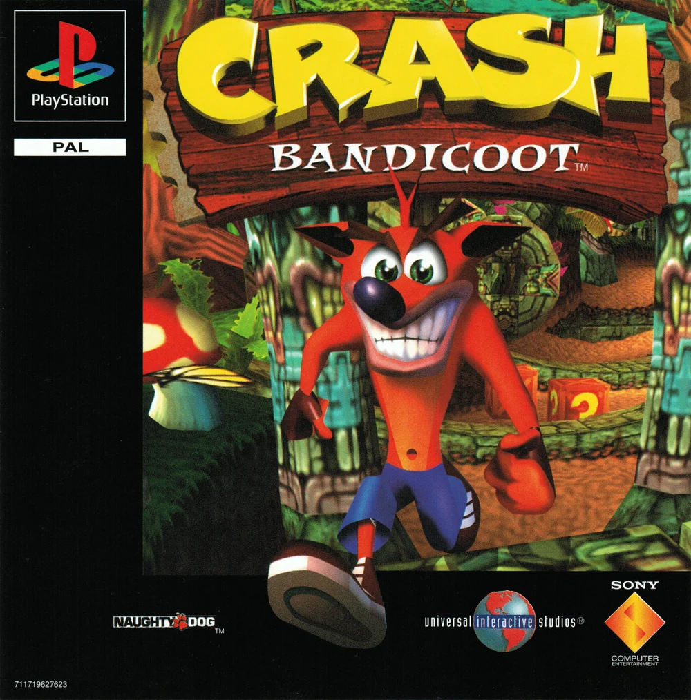 European box of the game Crash Bandicoot on PlayStation, recto
