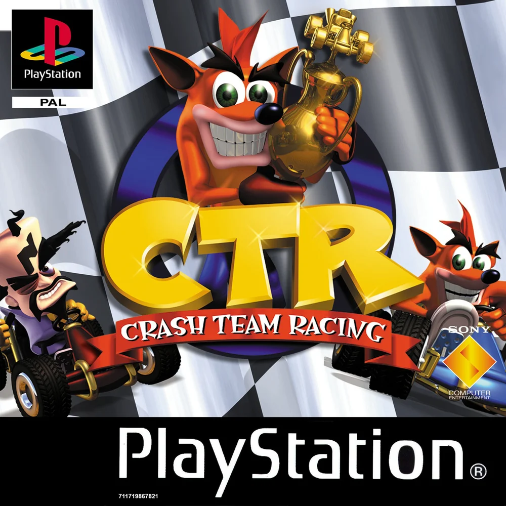 European box of the game Crash Team Racing on PlayStation, front