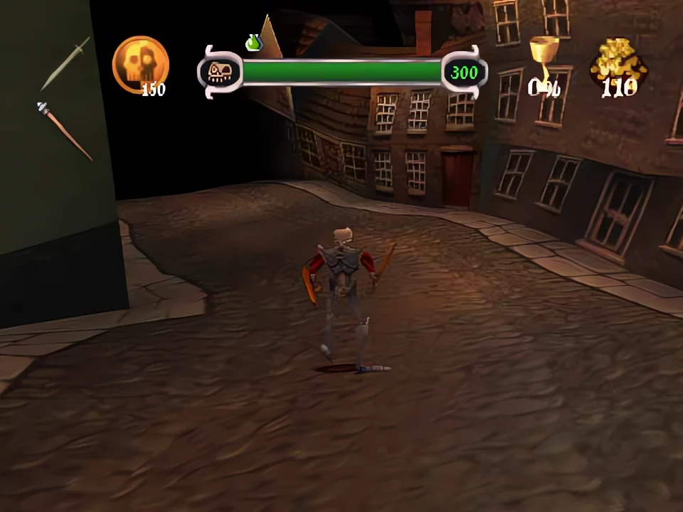 MediEvil 2 (PS1) – Kensington The cobbled streets, plunged into darkness by the fate of Palethorn (MediEvil 2, PS1)