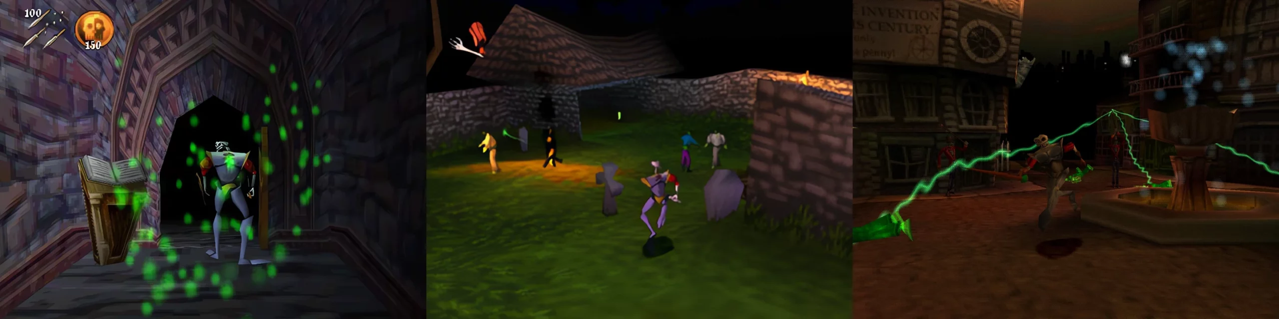 Article banner MediEvil PS1 Screenshots of MediEvil and MediEvil 2 on PlayStation: the crypt, the cemetery, and the streets of Whitechapel