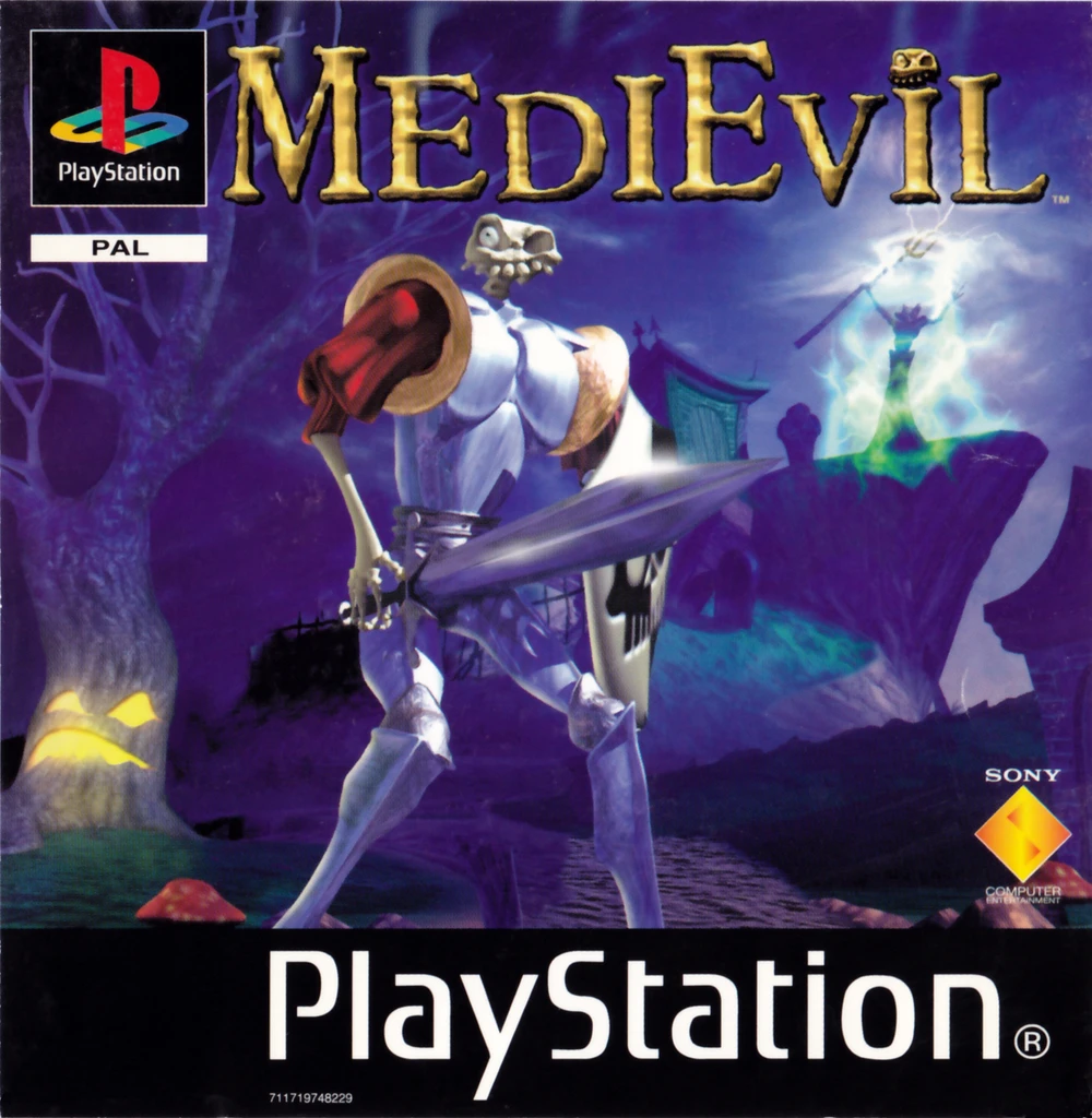 MediEvil Jacket (PS1) – front European box of the game MediEvil on PlayStation, recto