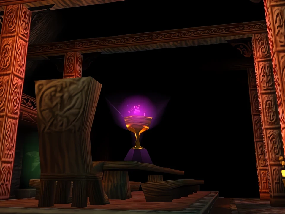 MediEvil (PS1) – the hall of heroes A chalice of souls placed on its pedestal (MediEvil, PS1)