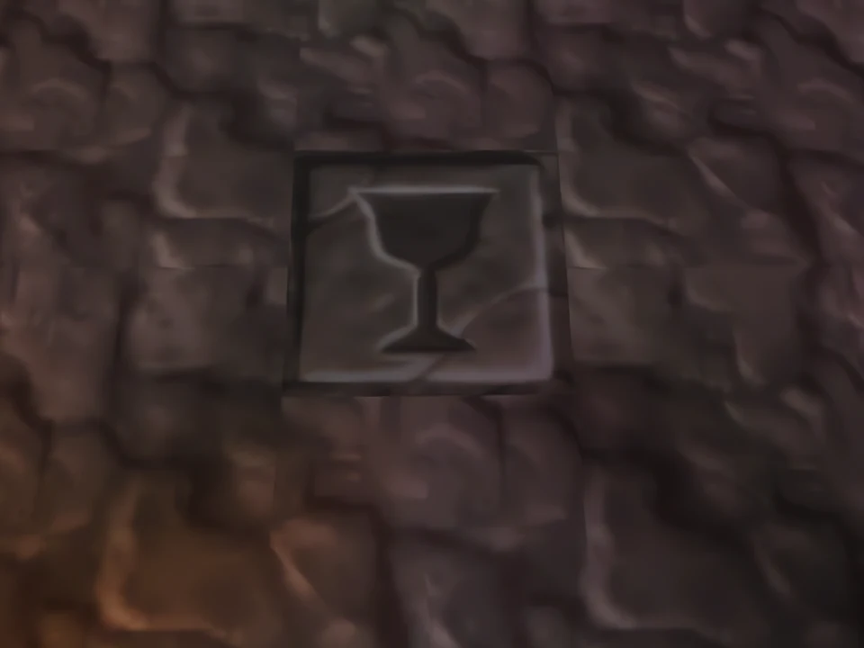 MediEvil (PS1) – the hall of heroes The symbol of the chalice, engraved in the stone (MediEvil, PS1)