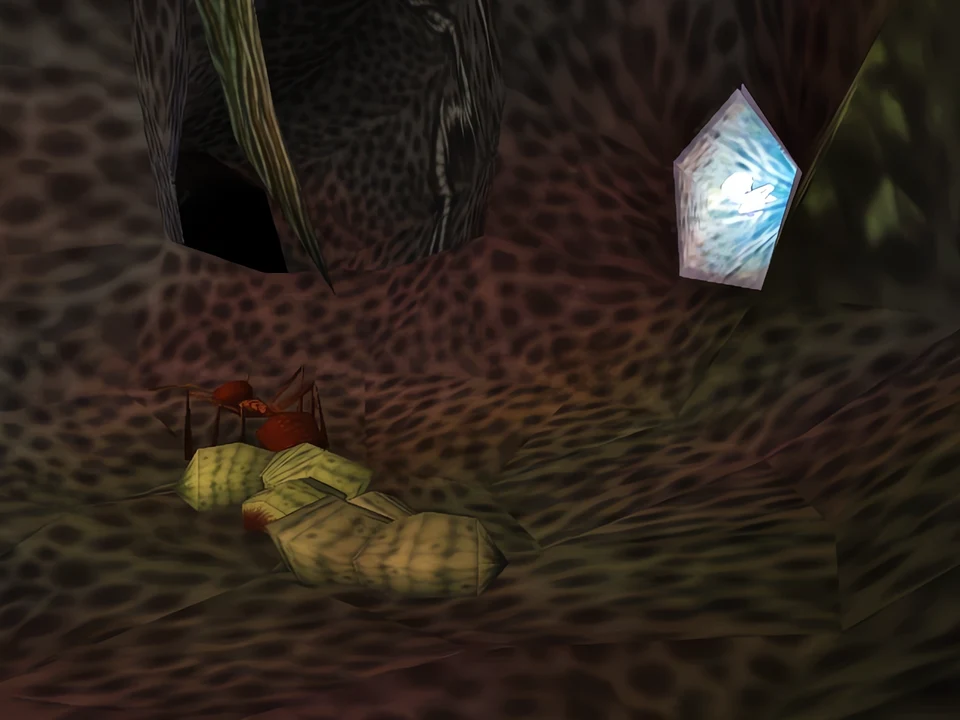 MediEvil (PS1) – The Ant Caves (2) A crystal at the bottom of the galleries – level The Ant Caves in MediEvil (PS1)