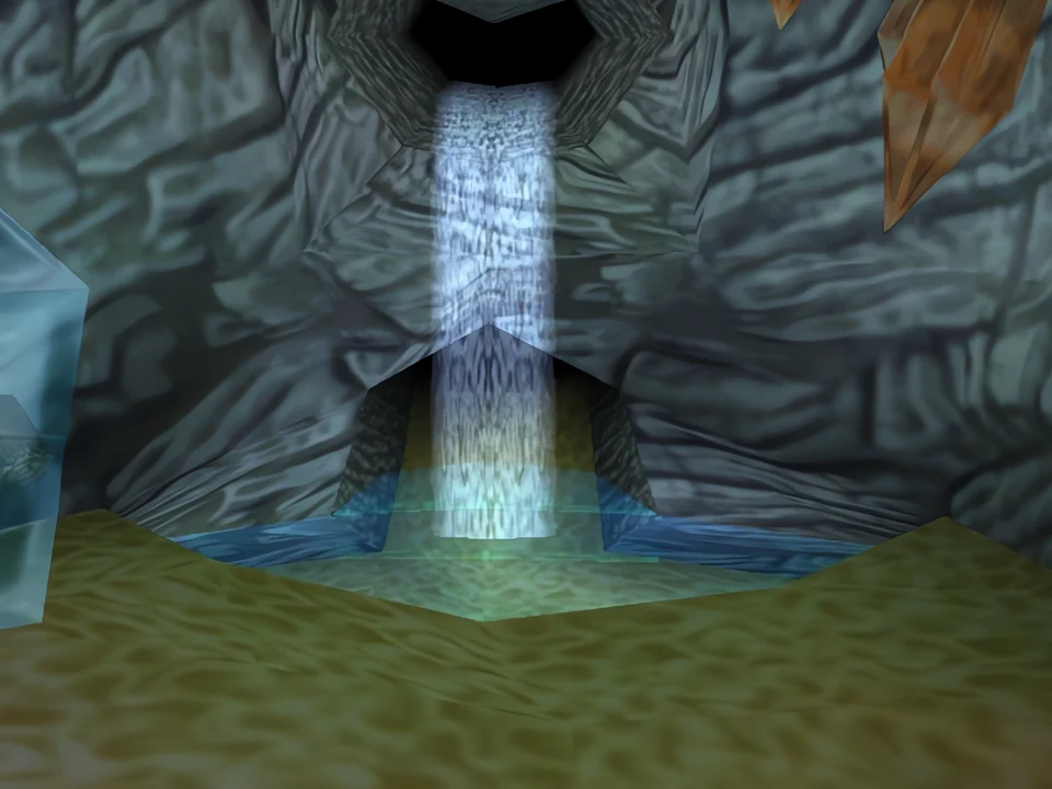 MediEvil (PS1) – The Crystal Caves (2) A cascade of light in the middle of the crystals – level The Crystal Caves in MediEvil (PS1)