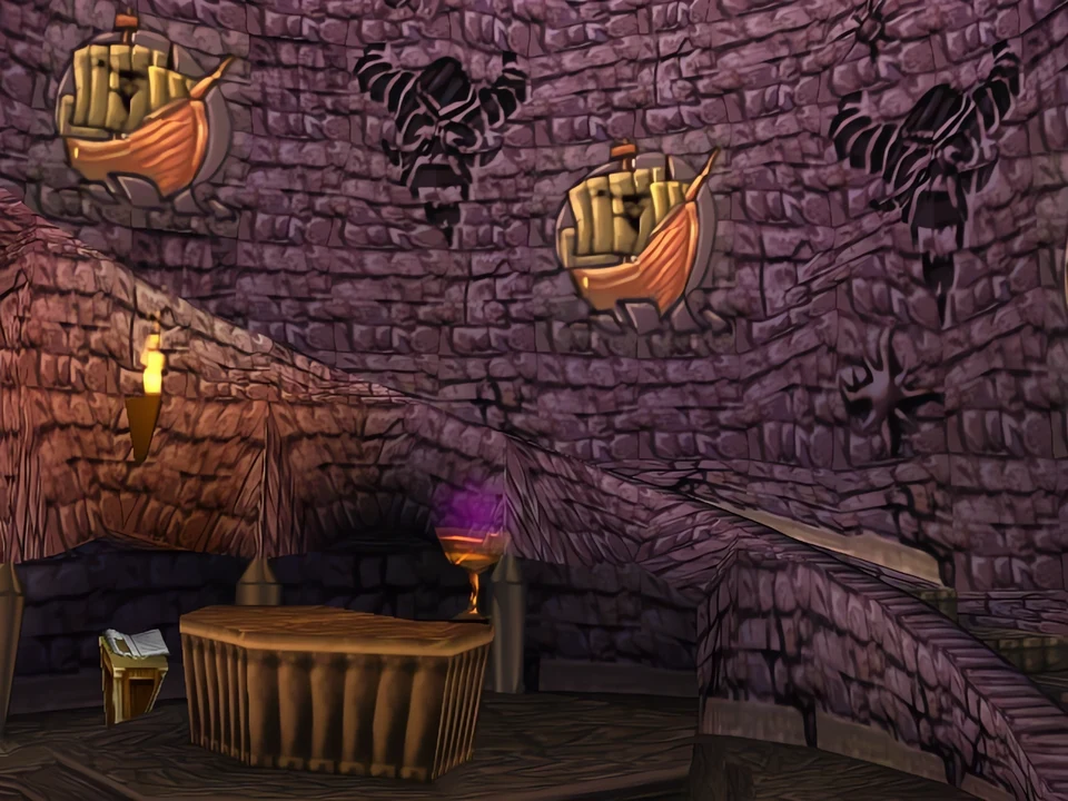 MediEvil (PS1) – The Entrance Hall (3) A room adorned with chandeliers – the level of The Entrance Hall in MediEvil (PS1)