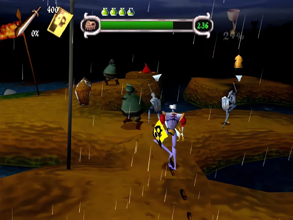 MediEvil (PS1) – Pools of the Ancient Dead The level Pools of the Ancient Dead in MediEvil on PS1