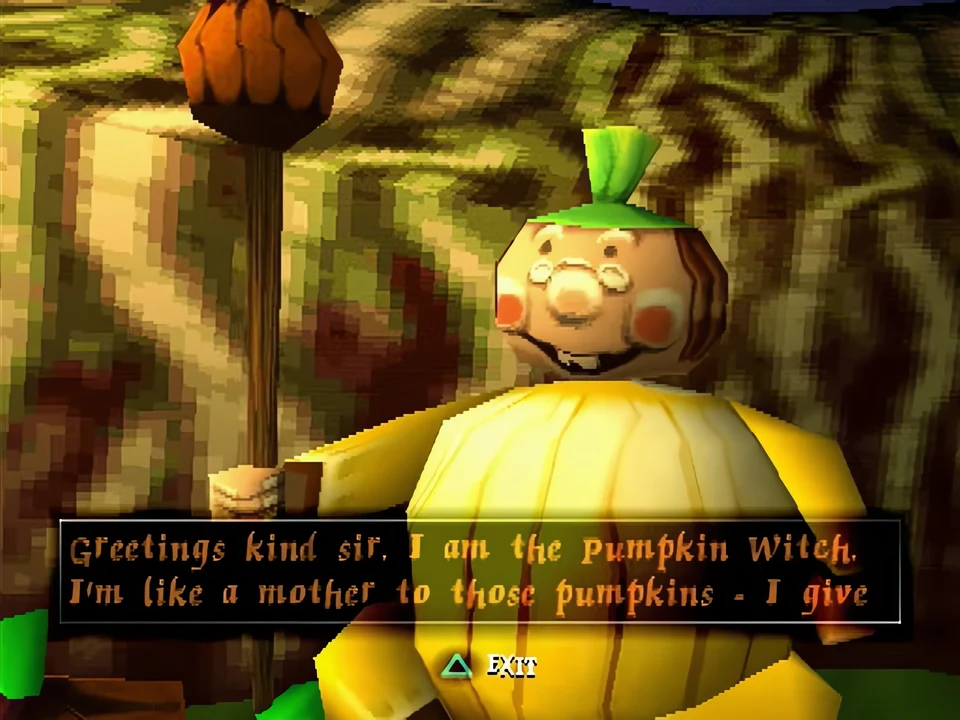 MediEvil (PS1) – The Pumpkin Serpent (2) The Pumpkin Witch, who watches over her young plants – level The Pumpkin Serpent in MediEvil (PS1)