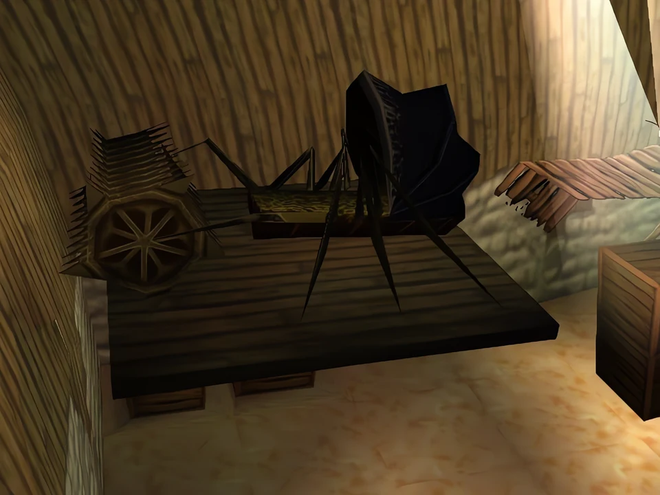 MediEvil (PS1) – Scarecrow Fields (3) The harvester, the infernal machine of the fields – level Scarecrow Fields in MediEvil (PS1)