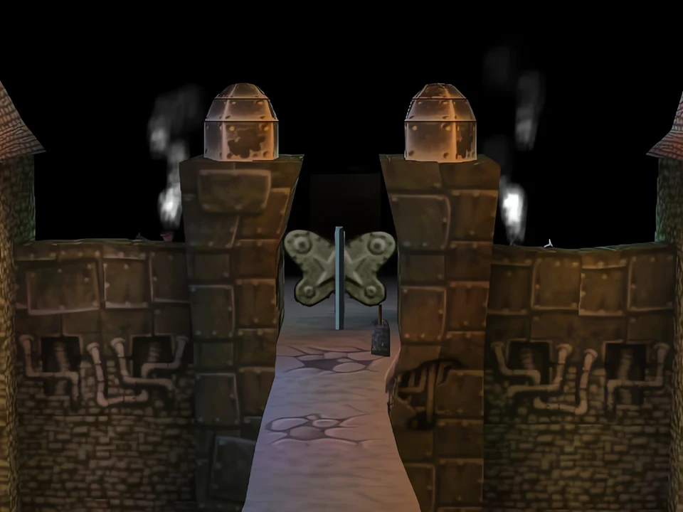 MediEvil (PS1) – The Time Device (3) The castle of Zarok in the distance – level The Time Device in MediEvil (PS1)