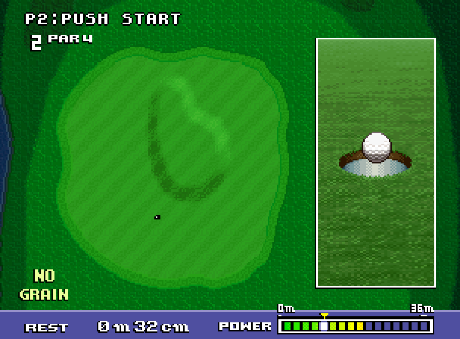 View of the green before a putt in Neo Turf Masters on Neo Geo