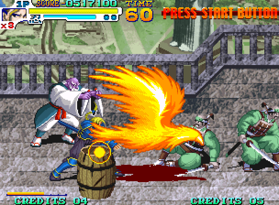 An attack in the form of a flaming phoenix in Sengoku 3
