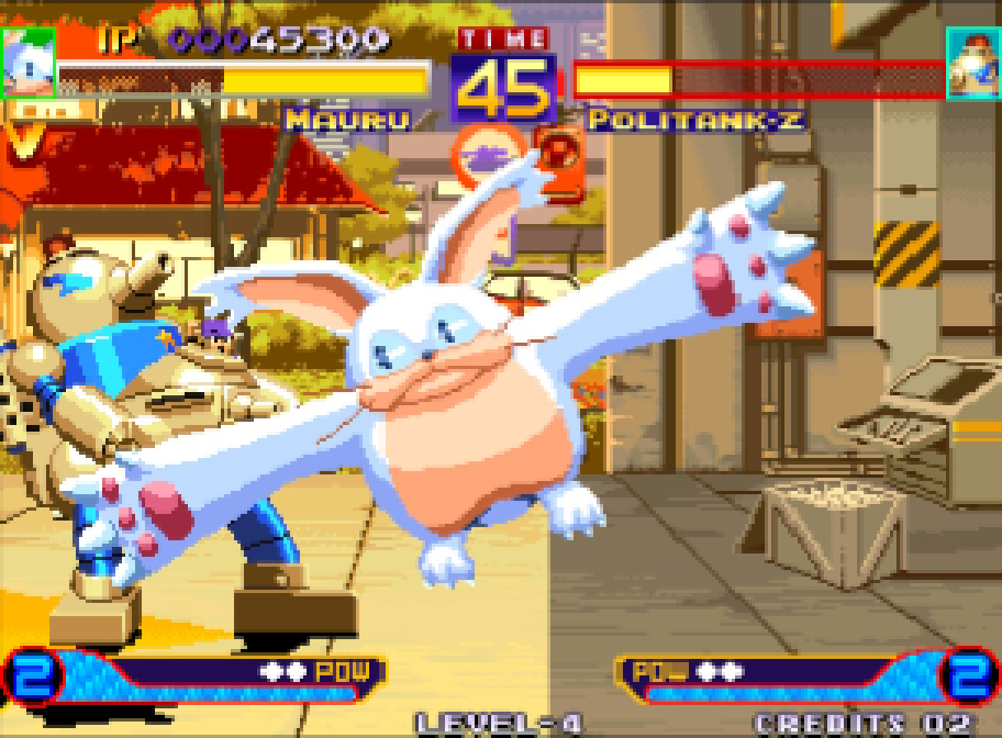 A fighter faces a giant rabbit in Waku Waku 7