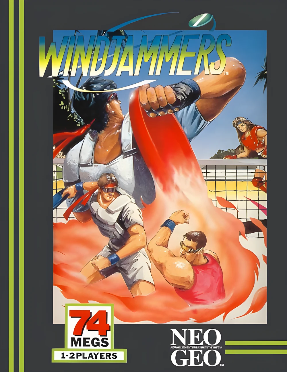 American box of the game Windjammers on Neo Geo, recto