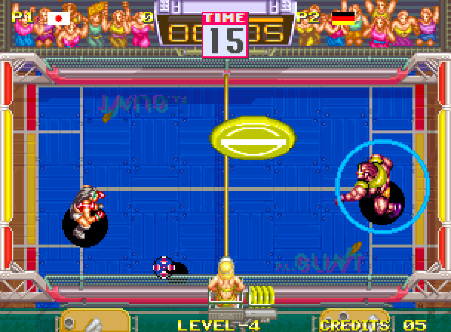 A special shot crosses the field in Windjammers